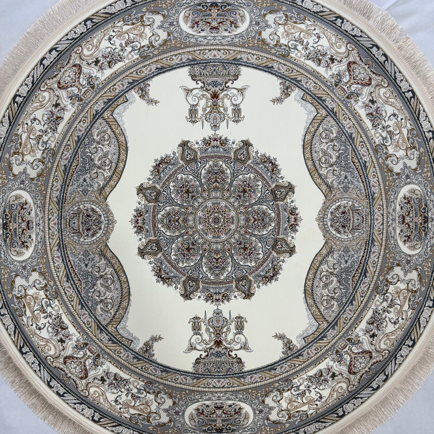 5 ft x 5 ft Persian Round Rug - Miniature by Pars Nagsh Kashan - 1500 Reeds - Luxurious Floral Design