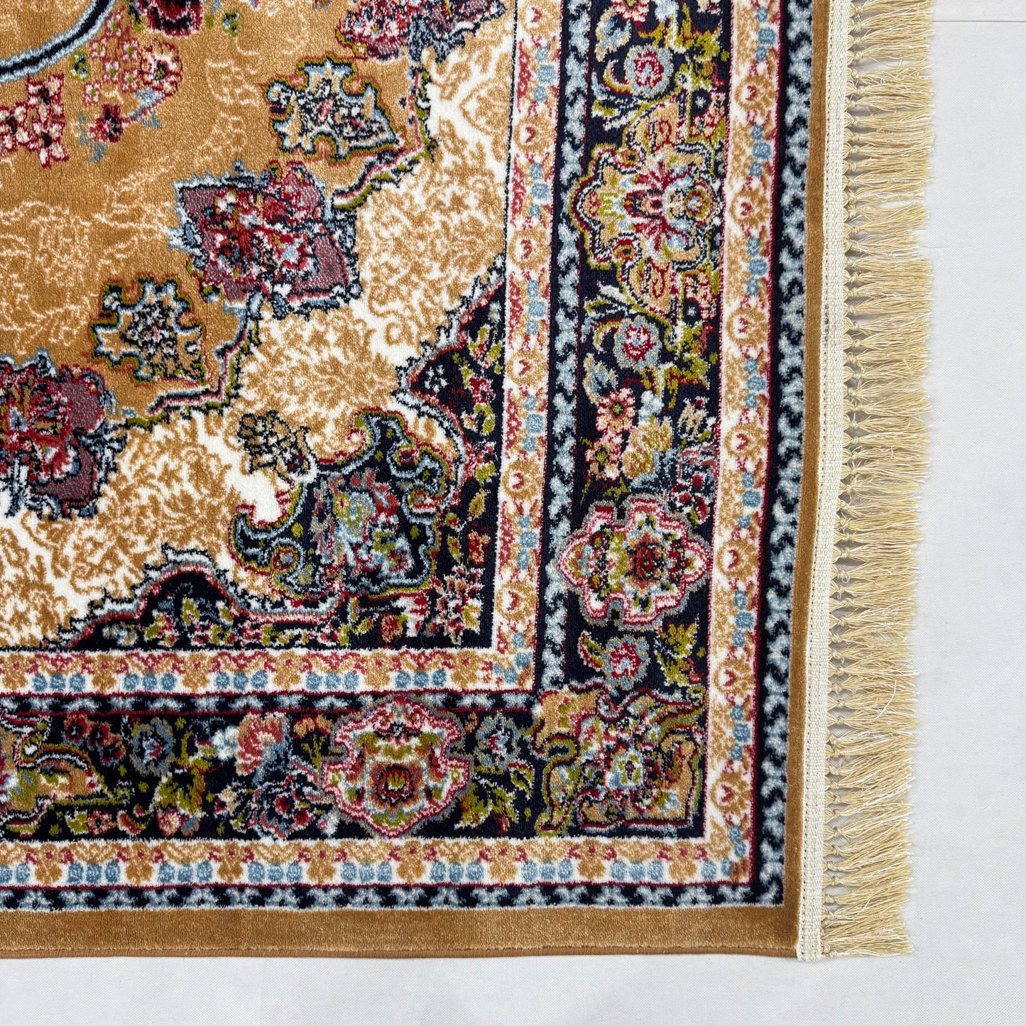 7ft x 10ft Persian Rug - Farsh e Nab, 500 Reeds, Acrylic & Polyester - Elegant Gold & Floral Design