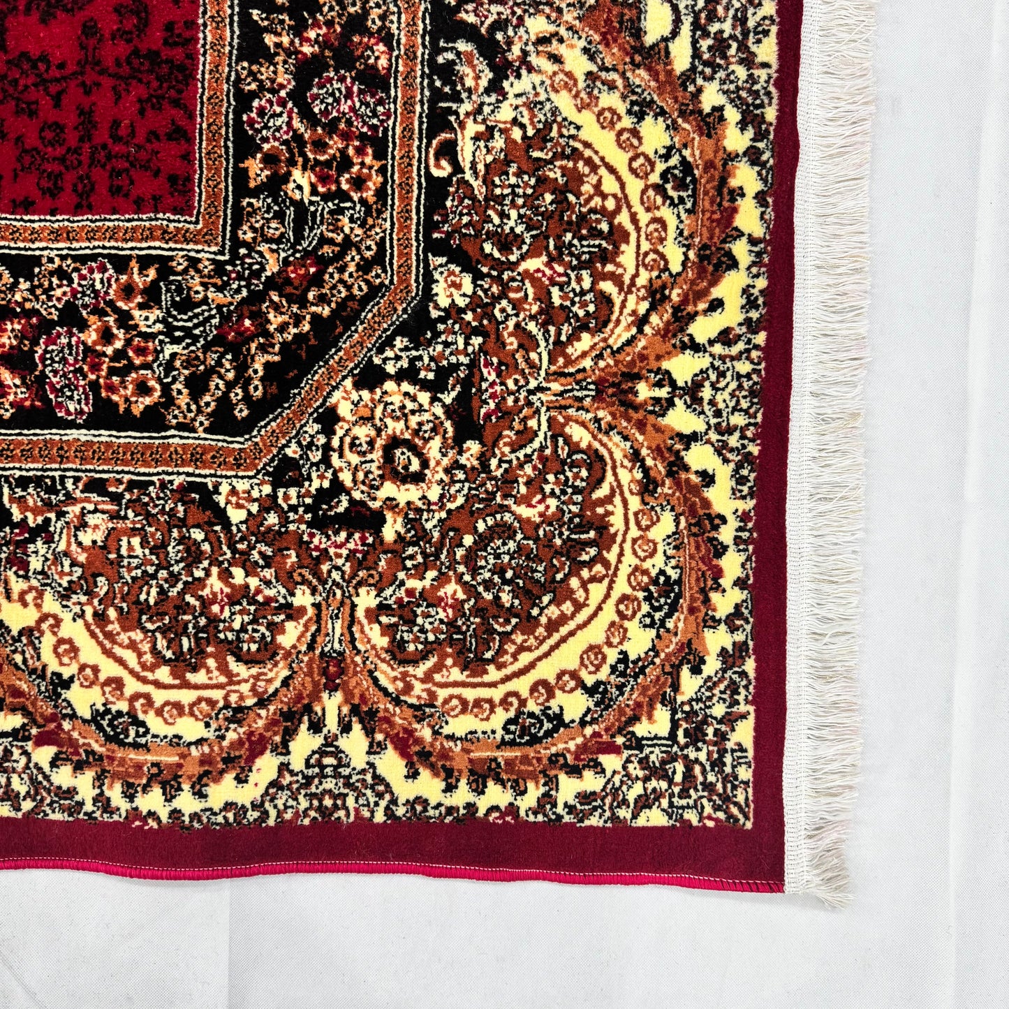 Persian Kashani Red Medallion Rug 8x11 ft – 500 Reeds Nylon Machine-Made Iran