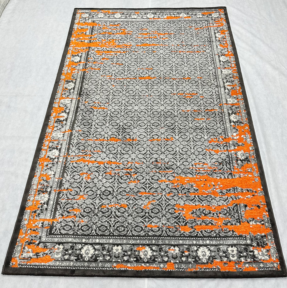 5 ft x 8 ft - Area Rug - Persian Silky - Chenille Vintage 3 - Grey