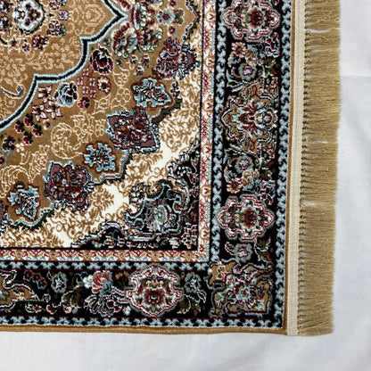 5ft x 8ft Persian Rug - Farsh e Nab | 500 Reeds | Luxurious, Machine-Made | Elegant Gold & Black Design | Durable, Easy Maintenance, Eco-Friendly | Made in Iran