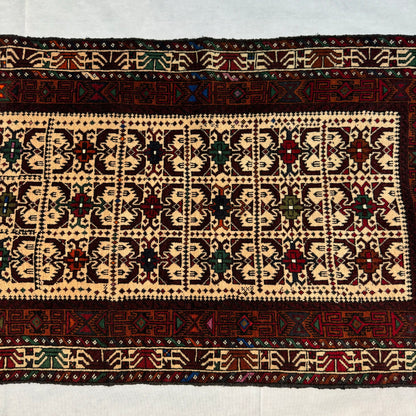 Authentic Handmade Baluchi Rug - 3' x 5' - Rich Geometric Pattern - Handwoven Wool Area Rug