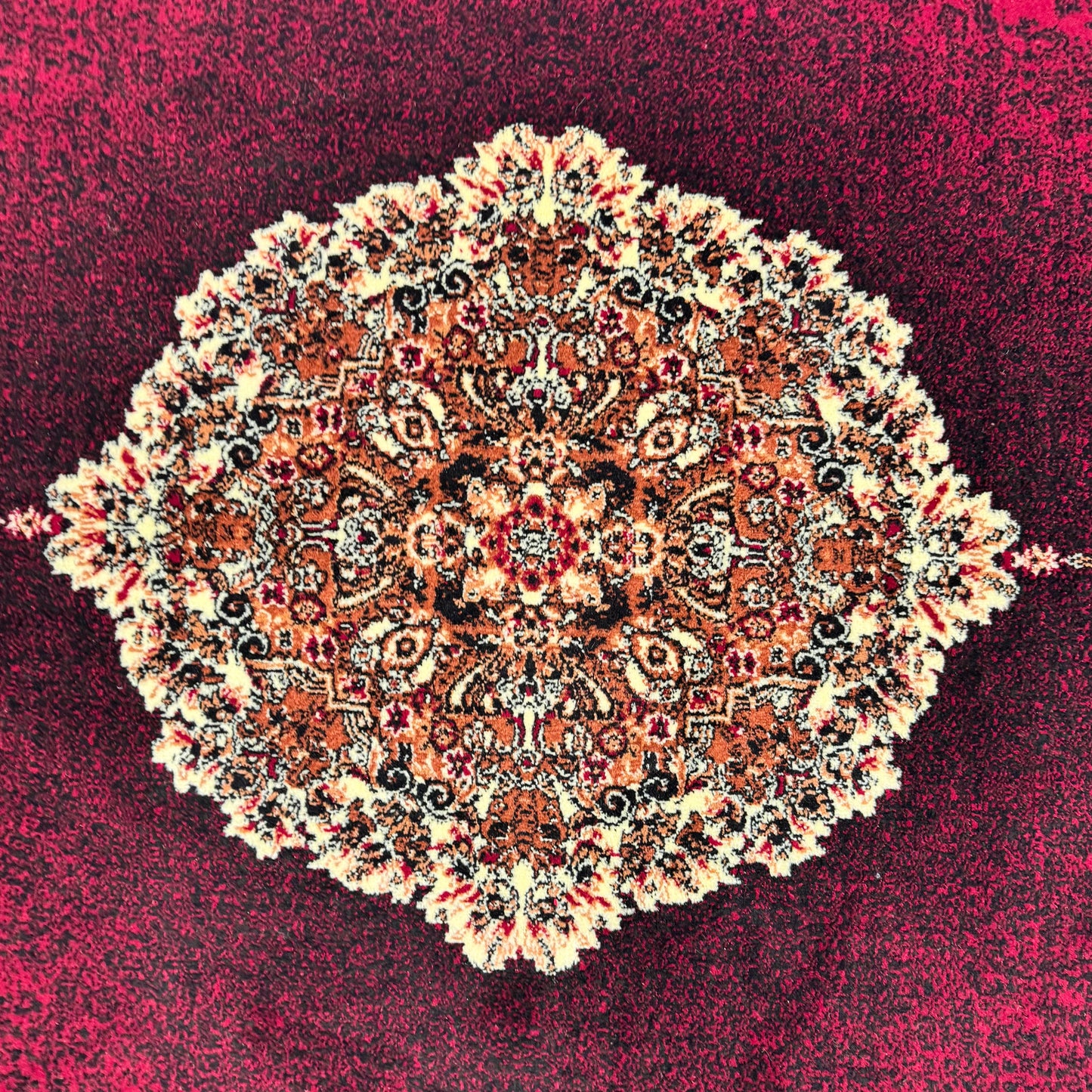 Persian Kashani Red Medallion Rug 8x11 ft – 500 Reeds Nylon Machine-Made Iran