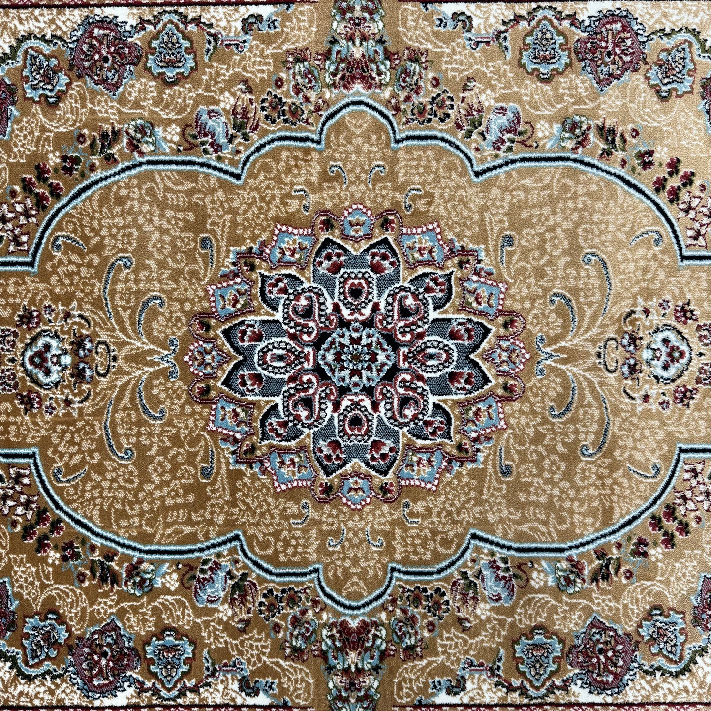 5ft x 8ft Persian Rug - Farsh e Nab | 500 Reeds | Luxurious, Machine-Made | Elegant Gold & Black Design | Durable, Easy Maintenance, Eco-Friendly | Made in Iran