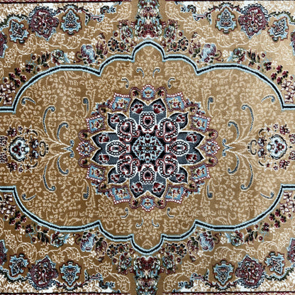 5ft x 8ft Persian Rug - Farsh e Nab | 500 Reeds | Luxurious, Machine-Made | Elegant Gold & Black Design | Durable, Easy Maintenance, Eco-Friendly | Made in Iran