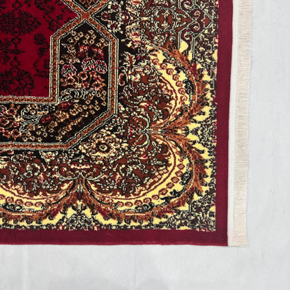 Persian Kashani Red Medallion Rug 7x10 ft – 500 Reeds Nylon Machine-Made Iranian
