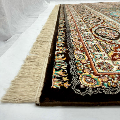 8 ft x 11 ft - Persian Solomon - 1500 Reeds - Premium Silk Rug - Multicolor Elegance