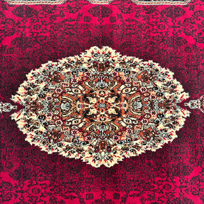 Persian Kashani Red Medallion Rug 7x10 ft – 500 Reeds Nylon Machine-Made Iranian