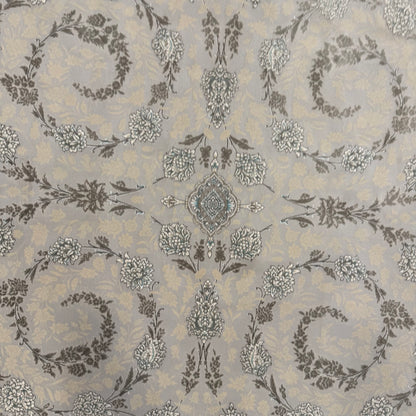 Premium Persian Silk Rug 8 ft x 11 ft | Beheshti Tabriz 1200 Reeds | Soft Gray Elegance