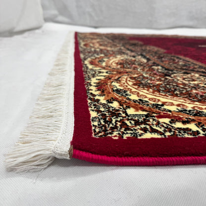 Persian Kashani Red Medallion Rug 8x11 ft – 500 Reeds Nylon Machine-Made Iran