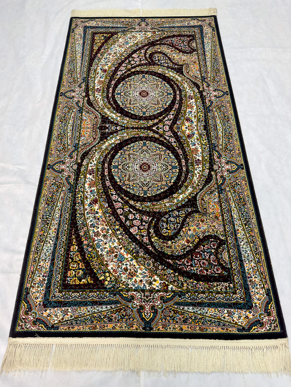 Elegant Persian 1000 Reeds Area Rug - 3 ft x 6 ft - Shahkar Dervaish 3 in Black