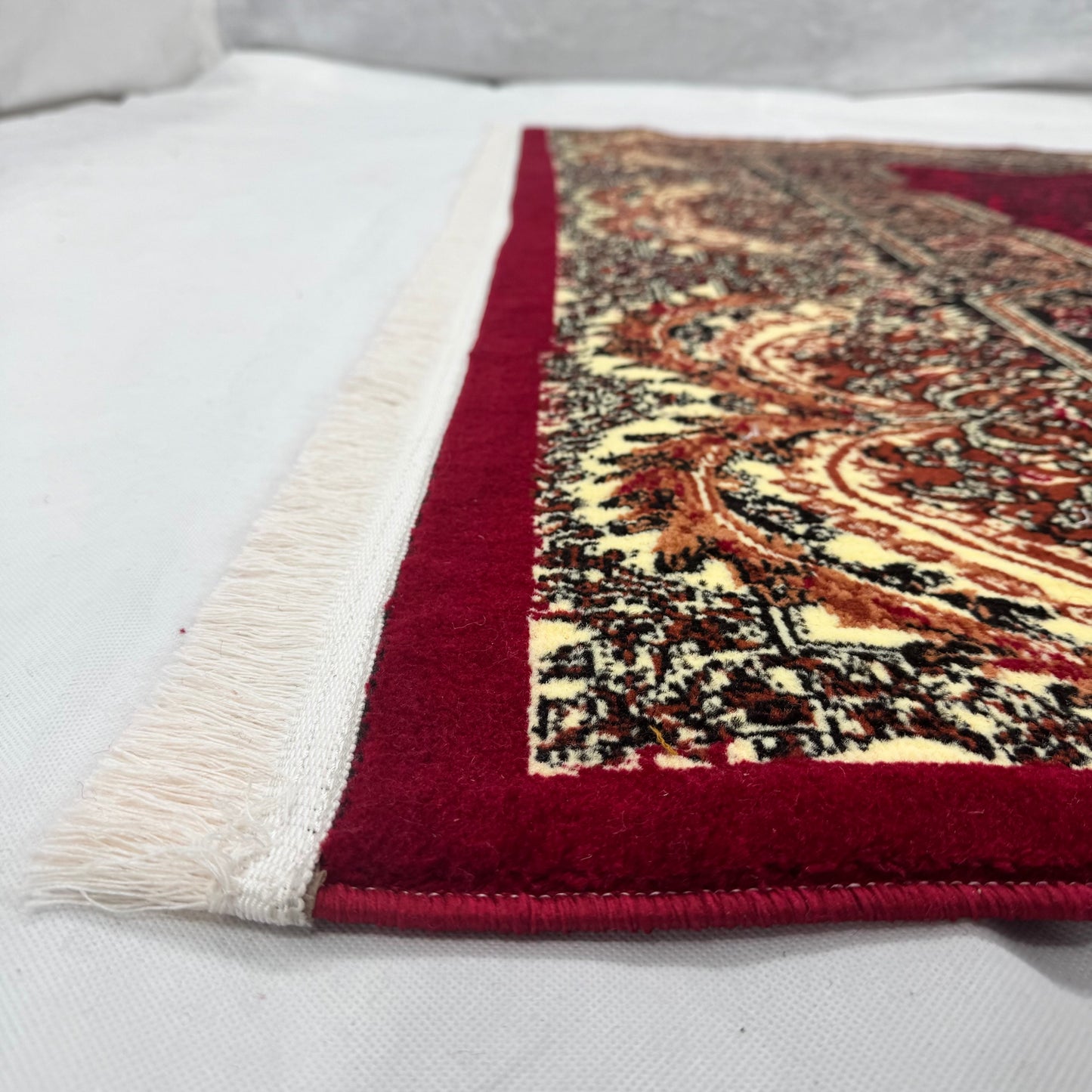 Persian Kashani Red Medallion Rug 7x10 ft – 500 Reeds Nylon Machine-Made Iranian