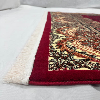 Persian Kashani Red Medallion Rug 7x10 ft – 500 Reeds Nylon Machine-Made Iranian