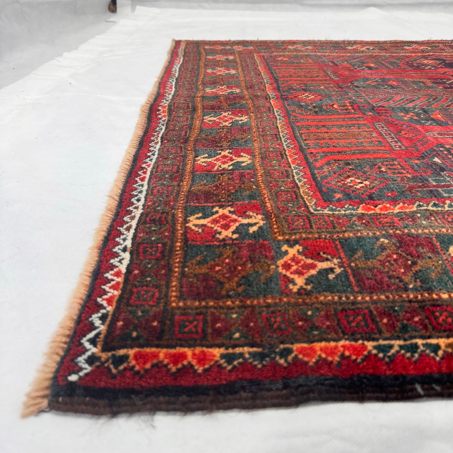 Handmade Afghan Wool Rug - 4 ft x 10 ft | Baluchi Aqsi Design | Bold, Durable, Eco-Friendly Luxury