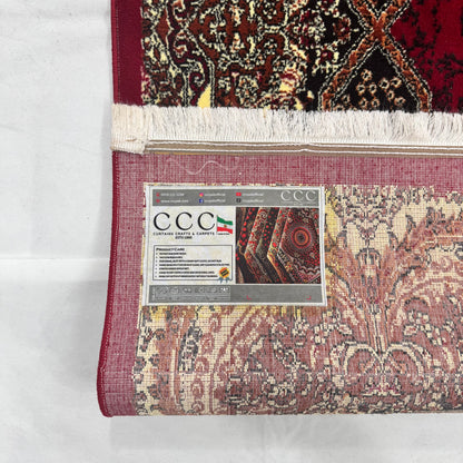 Persian Kashani Red Medallion Rug 7x10 ft – 500 Reeds Nylon Machine-Made Iranian