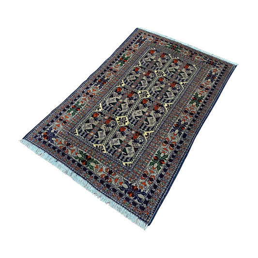 Mazar Sharif 1 - 3ft x 5 ft - Handmade Carpet - L. Grey - Immerse Your Space in Luxury
