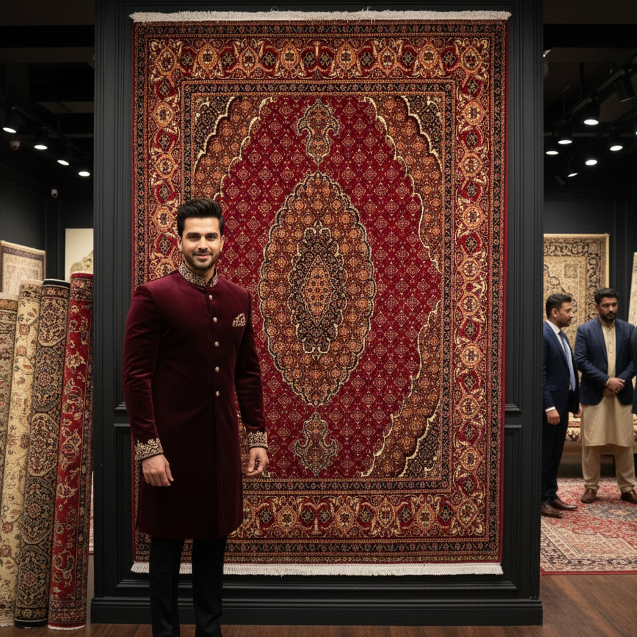 Persian Kashani Red Classic Medallion Rug 7x10 ft – 500 Reeds Nylon Machine-Made Iran