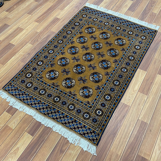 Mazar Sharif 2 - 3 ft x 5 ft Handmade Wool Carpet - Light Brown with Elegant Patterns - Immerse Your Space in Luxury