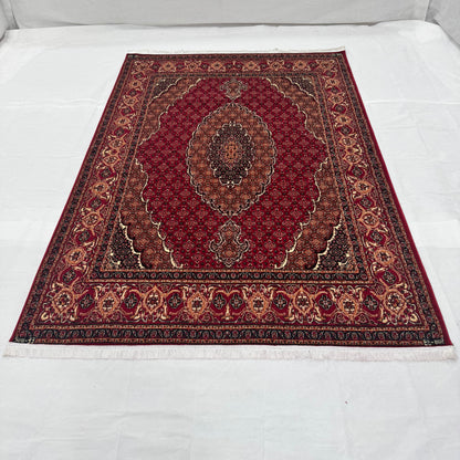 Persian Kashani Red Classic Medallion Rug 7x10 ft – 500 Reeds Nylon Machine-Made Iran