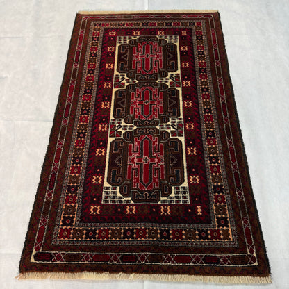 Exquisite 3 ft x 5 ft Handmade Baluchi Rug - Rich Colors & Intricate Geometric Patterns