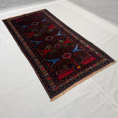 Handmade Afghan Wool Rug - 4 ft x 8 ft | Baluchi Aqsi Design | Vibrant, Durable, Eco-Friendly Luxury