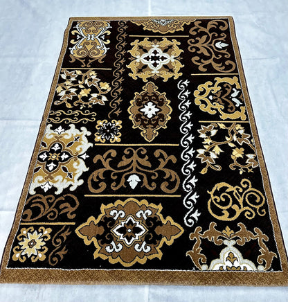 Luxurious Persian 500 Reeds Area Rug - 3 ft x 5 ft - Ana Cutworks 4 in Rich Brown