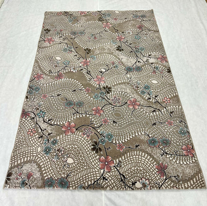 Elegant Coffee Floral Area Rug - 5 ft x 8 ft - Persian 500 Reeds Ana Floral Collection