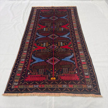 Handmade Afghan Wool Rug - 4 ft x 8 ft | Baluchi Aqsi Design | Vibrant, Durable, Eco-Friendly Luxury