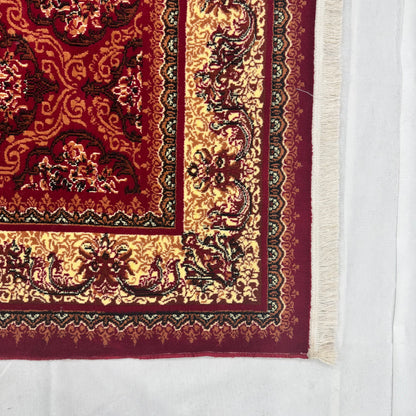 Persian Kashani Red Floral Medallion Rug 8x11 ft – 500 Reeds Nylon Machine-Made Iran