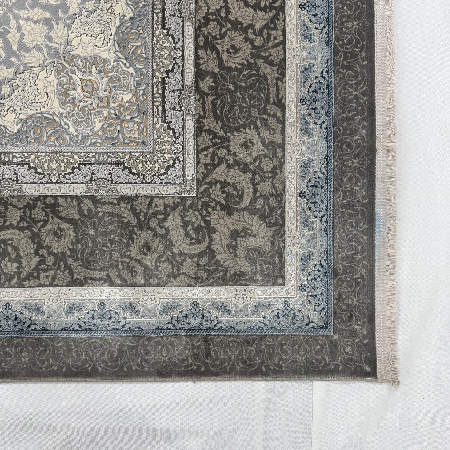 Persian Beheshti Rug – Bamboo Silk – 10×13 ft – 1500 Reeds – Silver Grey