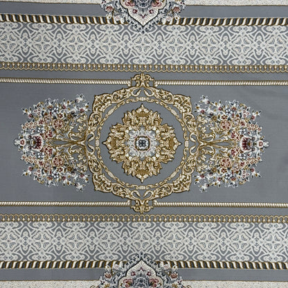 5 ft x 5 ft Persian Round Rug – Miniature by Pars Nagsh Kashan – 1500 Reeds – Elegant Grey and Gold Design