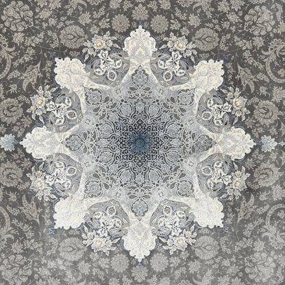 Persian Beheshti Rug – Bamboo Silk – 10×13 ft – 1500 Reeds – Silver Grey