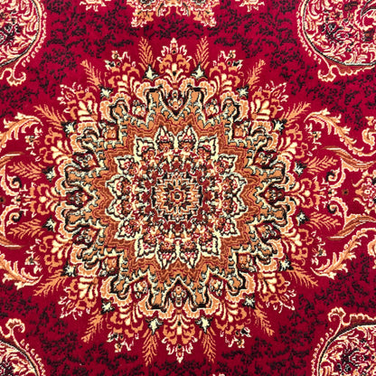 Persian Kashani Red Floral Medallion Rug 8x11 ft – 500 Reeds Nylon Machine-Made Iran
