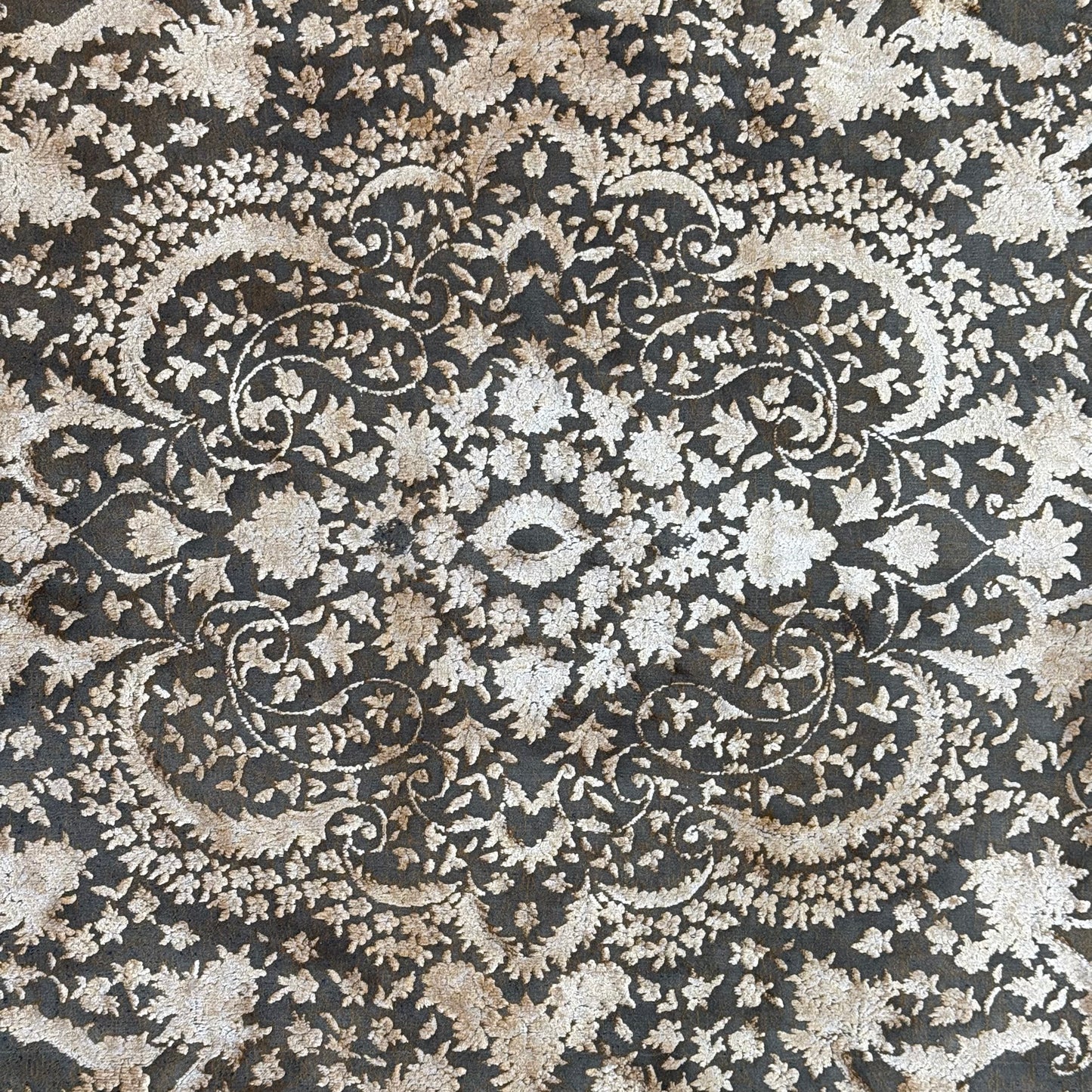 8 ft x 11 ft Persian Rug - Beheshti Tabriz 1200 Reeds Luxurious Silk & Cotton Floral Blue