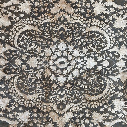 8 ft x 11 ft Persian Rug - Beheshti Tabriz 1200 Reeds Luxurious Silk & Cotton Floral Blue