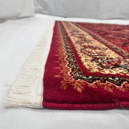 Persian Kashani Red Floral Medallion Rug 8x11 ft – 500 Reeds Nylon Machine-Made Iran