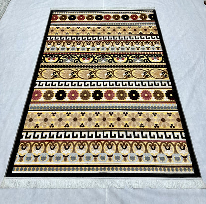 Elegant Dark Brown and Multi-Colored Silky Area Rug - 5 ft x 8 ft - Persian Taymaz Collection