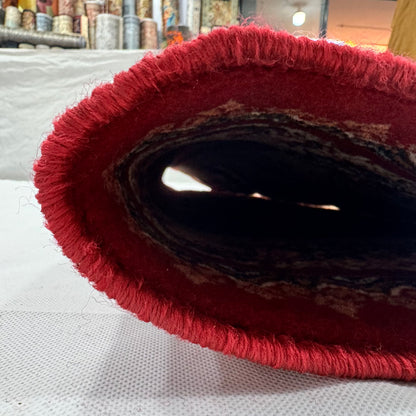 Persian Kashani Red Floral Medallion Rug 8x11 ft – 500 Reeds Nylon Machine-Made Iran