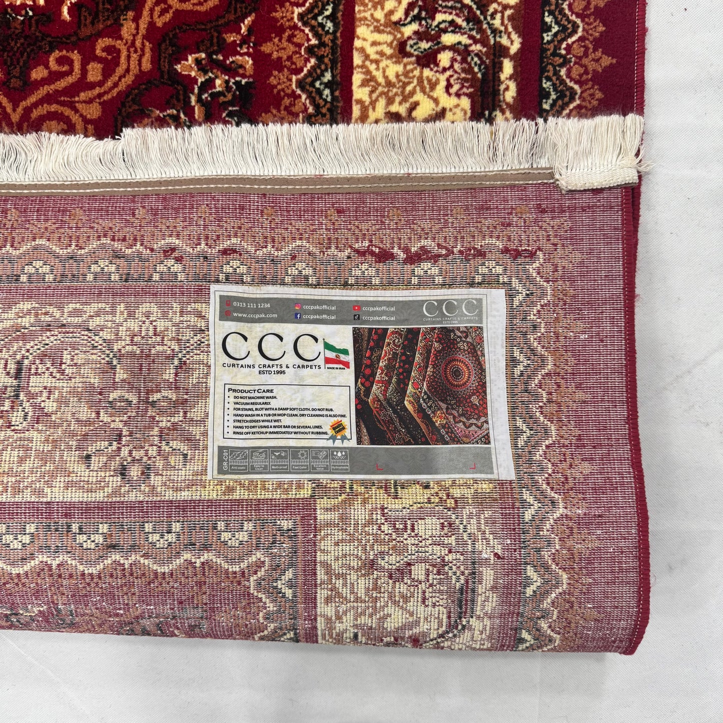 Persian Kashani Red Floral Medallion Rug 8x11 ft – 500 Reeds Nylon Machine-Made Iran