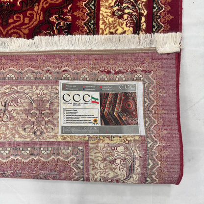 Persian Kashani Red Floral Medallion Rug 8x11 ft – 500 Reeds Nylon Machine-Made Iran