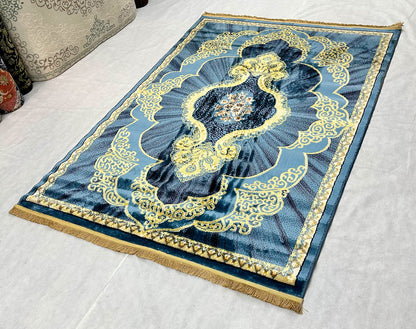 Elegant Blue Turkish Area Rug - 5 ft x 8 ft - JD Napoli 5 Collection