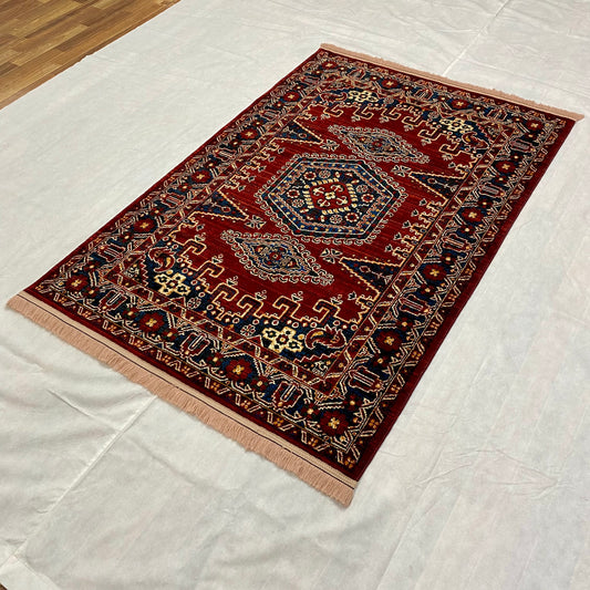 Enrich Your Space with Persian Baluchi 5 Area Rug - 4ft x 6ft - Rich Red Wine - Luxurious Machine-Made Excellence