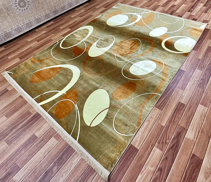 Luxurious 7 ft x 10 ft Persian Silky Ronika Area Rug - Light Green with Multi-Color Abstract Design