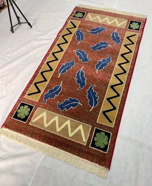3 ft x 6 ft - Area Rug - Persian 500 Reeds - Farsh Aryan 5 - Red Wine and Green