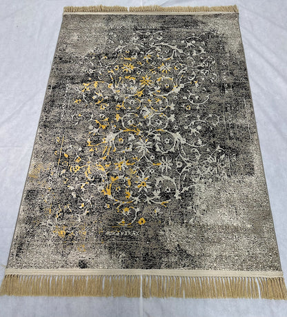 Elegant Grey Persian Area Rug - 4 ft x 6 ft - 700 Reeds - Nagina Mashad Helal 5