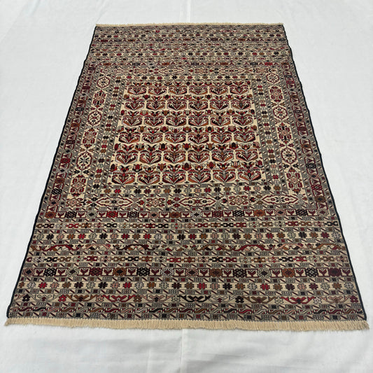 4.5ft x 7ft Handmade Afghan Wool Premium Kilim Rug – Traditional Floral and Geometric Design – Luxurious, Durable, Eco-Friendly