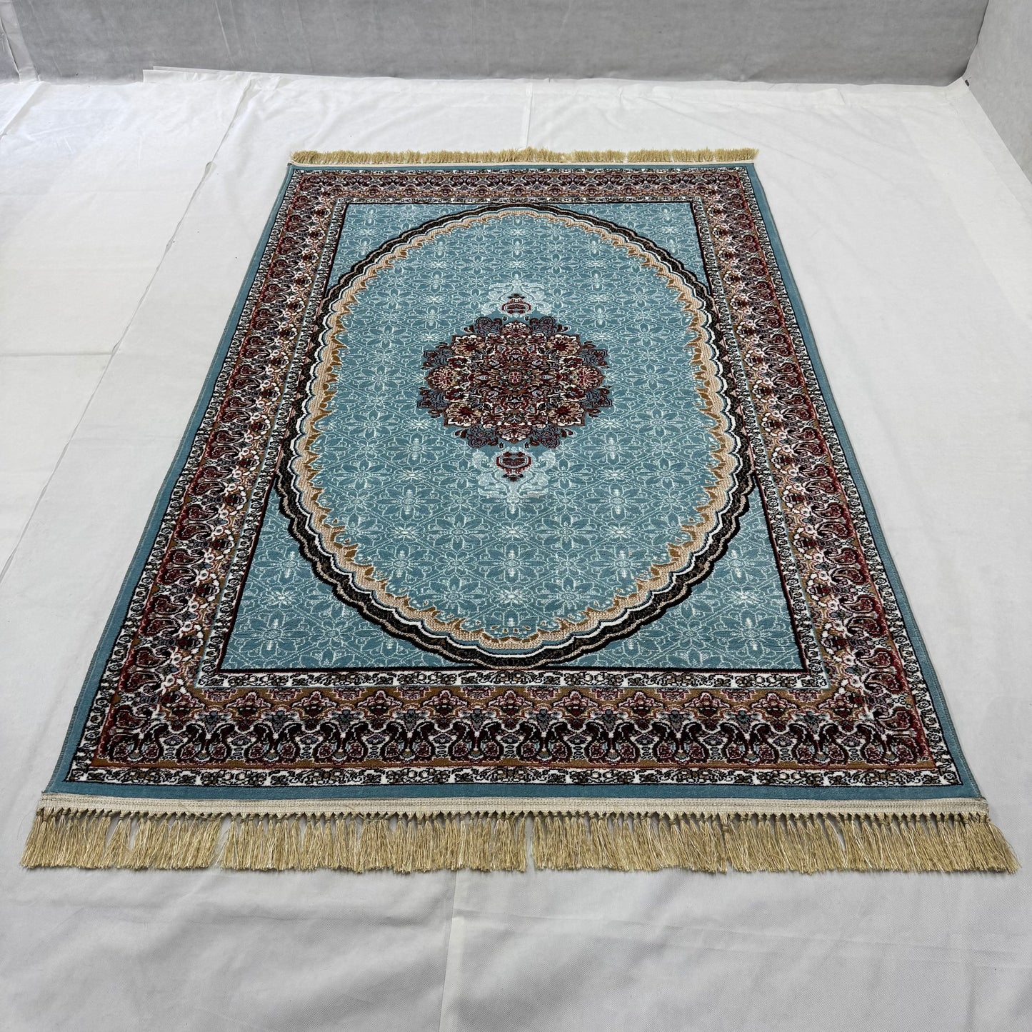 : 5ft x 8ft Persian Rug - Farsh e Nab | 500 Reeds | Luxurious, Machine-Made | Elegant Teal & Burgundy Design | Durable, Easy Maintenance, Eco-Friendly | Made in Iran