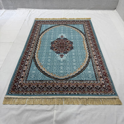 : 5ft x 8ft Persian Rug - Farsh e Nab | 500 Reeds | Luxurious, Machine-Made | Elegant Teal & Burgundy Design | Durable, Easy Maintenance, Eco-Friendly | Made in Iran