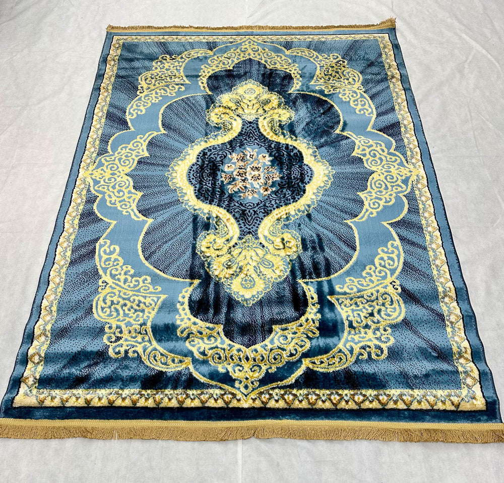 Elegant Blue Turkish Area Rug - 5 ft x 8 ft - JD Napoli 5 Collection