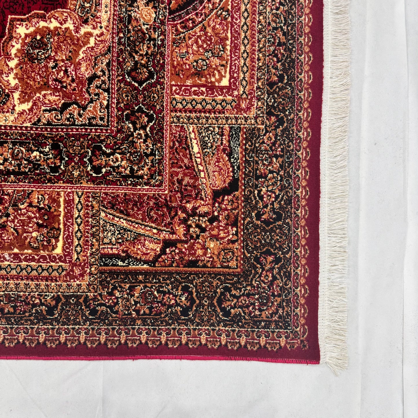 Persian Kashani Red Classic Medallion Rug 8x11 ft – 500 Reeds Nylon Machine-Made Iran